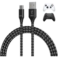MMOBIEL USB-C Kabel voor Xbox 3m USB-A naar Type-C [2 Stuks] van – Snellader USB Kabel voor Xbox Controllers 18W 480Mbps – Nylon Gevlochten Controller Opladerkabel – Gaming Accessoires – Wit/Zwart