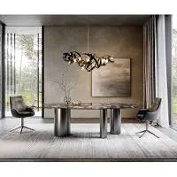 DELIFE Eetkamertafel Edge ovaal 280x130 keramiek Iris FMG Agatablack Troa roestvrij staal grafiet