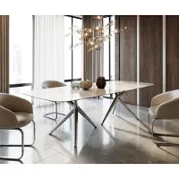DELIFE Eetkamertafel Edge Boot 270x120 keramiek Iris FMG Onice Grigio Estelar rond roestvrij staal
