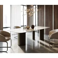 DELIFE Eetkamertafel Edge Boot 270x120 keramiek Iris FMG Onice Grigio Troa metaal effectafwerking titaan