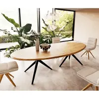 DELIFE Eettafel Edge Oval 280x130x2,5 eiken natuur Estelar rond metaal zwart Flow-Edge