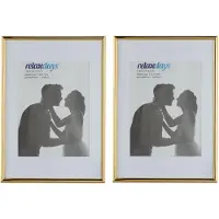 Relaxdays fotolijst 20 x 30 cm - set van 2 - passe-partout 15 x 20 cm - wissellijst - goud