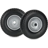 Relaxdays kruiwagenwiel - set van 2 - 2.50-4 - massief rubber - stalen velg - 80 kg - zwart-grijs