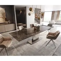 DELIFE Eettafel Edge Keramiek Emperador Extra Lucidato Donkerbruin 200-300x100 Wave Roestvrij staal uitschuifbaar
