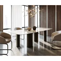DELIFE Eetkamertafel Edge Boot 270x120 keramiek Iris FMG Onice Grigio Pilier metaal effectafwerking titaan