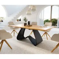 DELIFE Eetkamertafel Edge 200x100x2,5-3 eiken natuurW-frame metaal zwart Live-Edge