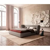 DELIFE Gestoffeerd bedframe Simea 180x200 cm Bouclé zilvergrijs