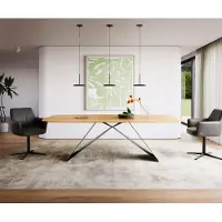 DELIFE Eettafel Edge Boot 240x120x2,5-3 eiken natuur V-frame vlak staal zwart Zwitserse rand