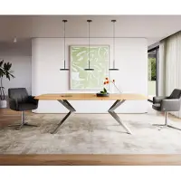 DELIFE Eettafel Edge Boot 240x120x2,5-3 eiken natuur Zenthara kantig RVS Zwitserse rand