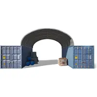 TOOLPORT Containeroverkapping 6x6m, PRIMEtex zeil, grijs, met statica