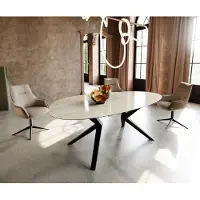 DELIFE Eetkamertafel Edge ovaal 220x120 keramiek Iris FMG Onice Oro Zenthara hoekig metaal zwart