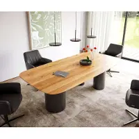 DELIFE Eettafel Edge Boot 240x120x2,5-3 eiken natuur Troa metaal zwart Zwitserse rand