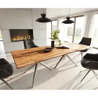DELIFE Eettafel Edge 240x100 acacia natuur Estelar rond RVS Live-Edge