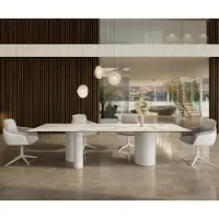 DELIFE Eetkamertafel Edge 300x100 keramiek Calacatta Luxe wit-Gold-grijs Troa metaal wit