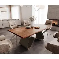 DELIFE Eetkamertafel Edge 200x100 acacia bruin W-frame metaal effectafwerking titaan Live-Edge