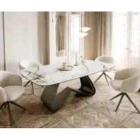 DELIFE Eettafel Edge Boot 200x100 keramiek Calacatta Luxe wit-goud-grijs W-frame metaal effectafwerking Titan