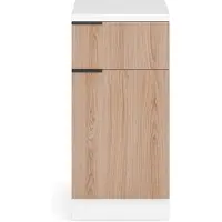 Blumfeldt Keukenkast Met Werkblad – Moderne ladekast met 30 mm MDF-werkblad, soft-close scharnieren, verstelbare ABS-poten, melamine coating, matzwarte grepen