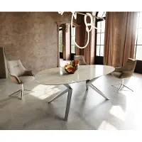 DELIFE Eetkamertafel Edge ovaal 220x120 keramiek Iris FMG Onice Oro Lucidato natuur? Zenthara hoekig roestvrij staal