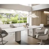 DELIFE Eetkamertafel Edge 300x100 keramiek LaminamStatuarietto wit Troa metaal wit
