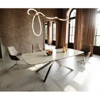 DELIFE Eetkamertafel Edge Boot 240x120 cm Keramiek Iris FMG Onice Oro kruisonderstel Rechthoek Roestvrij staal