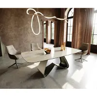 DELIFE Eetkamertafel Edge Boot 240x120 cm Keramiek Iris FMG Onice Oro W-onderstel Metaal Effectafwerking Titan