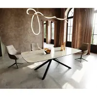 DELIFE Eetkamertafel Edge Boot 240x120 cm Keramiek Iris FMG Onice Oro kruisonderstel Rechthoek Zwart