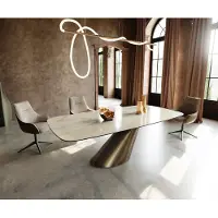 DELIFE Eettafel Edge Boot 240x120 keramiek Iris FMG Onice Oro Cono metaal goud