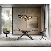DELIFE Eetkamertafel Edge Oval 280x130 cm Keramiek Iris FMG Agatablack kruisonderstel Rechthoek Zwart