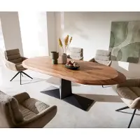 DELIFE Eettafel Aithon 240x105 cm acacia bruin metalen onderstel zwart ovaal