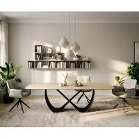 DELIFE Eettafel Edge Boot 260x120 cm Keramiek Laminam Sabbia Eichefarbig Infinity Metaal Zwart