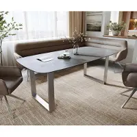 DELIFE Eettafel Edge boot 200x100 cm keramiek beton grijs roestvrij staal smal