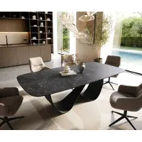 DELIFE Eettafel Edge Boot 240x120 cm Keramiek Laminam Nero Greco Anthrazit Infinity Metaal Zwart