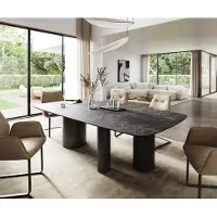 DELIFE Eettafel Edge Boot 260x120 cm Keramiek Laminam Nero Greco Anthrazit Troa Metaal Zwart