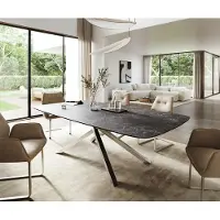 DELIFE Eettafel Edge Boot 260x120 cm Keramiek Laminam Nero Greco Anthrazit kruisonderstel Rechthoek Roestvrij staal