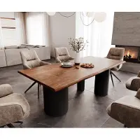 DELIFE Eettafel Edge 200x100 acacia bruin Troa metaal zwart Live-Edge