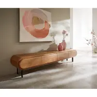 DELIFE TV-meubel Sohara 175 cm acacia naturel 4 deuren L-poot zwart