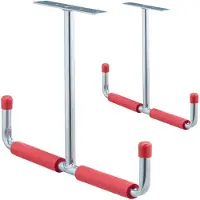 Relaxdays plafond opbergsysteem garage - tot 25 kg - staal met schuimrubber - ca. 30x42 cm - zilver-rood