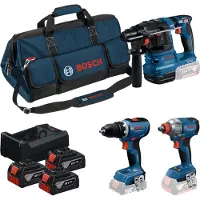 Bosch Professional GSR + GDX + GBH + 3x5.0Ah + GAL 12V/18V-80 0615A50093 Gereedschapsset