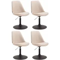 CLP Maverick Set van 4 Eetkamerstoelen - Stof creme zwart