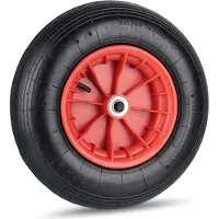 Relaxdays kruiwagenwiel - 4.80/4.00-8 - stalen velg - tot 120 kg - luchtband met ventiel - zwart-rood