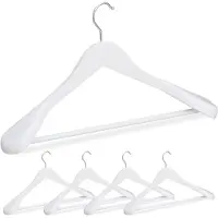 Relaxdays garderobehangers hout - set van 5 - brede schouders - draaibare haak - broekhanger - wit