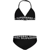 Superrebel triangel bikini Isla zwart Meisjes Polyester Effen - maat 140