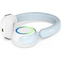Philips TAK4200BL On Ear draadloze opvouwbare hoofdtelefoon voor kinderen - 45 uur afspeeltijd, beperkt volume, Audio delen, laadkabel meegeleverd - Ambiant verlichting - Licht Blauw / Wit