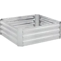 Relaxdays moestuinbak verzinkt metaal - voor bloemen, planten en groente - 30x90x90 cm - kruidenbak - zilver