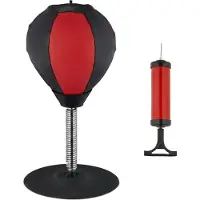 Relaxdays bureau boksbal - voor kantoor en thuis - met zuignap - staande boxbal tafel - zwart/rood