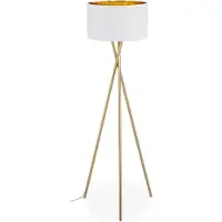 Relaxdays vloerlamp driepoot - goud - staande lamp 3 poot - stalamp met kap - metaal - e27