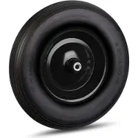 Relaxdays kruiwagenwiel 4.80 4.00-8 - massief rubber - stalen velg - 3 adapters - lekvrij - 100 kg - zwart
