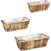 Relaxdays plantenbak hout - set van 3 - verschillende groottes - binnen en buiten - met folie