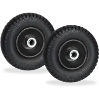 Relaxdays kruiwagenwiel - set van 2 - 2.50-4 - massief rubber - stalen velg - lekvrij - 80 kg - zwart