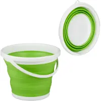 Relaxdays opvouwbare emmer - 10 l schoonmaakemmer - ruimtebesparend en draagbaar - kunststof - groen